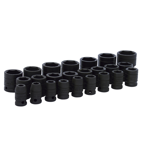 Urrea 1/2" Drive Impact Socket, Metric, 24 pcs 74206